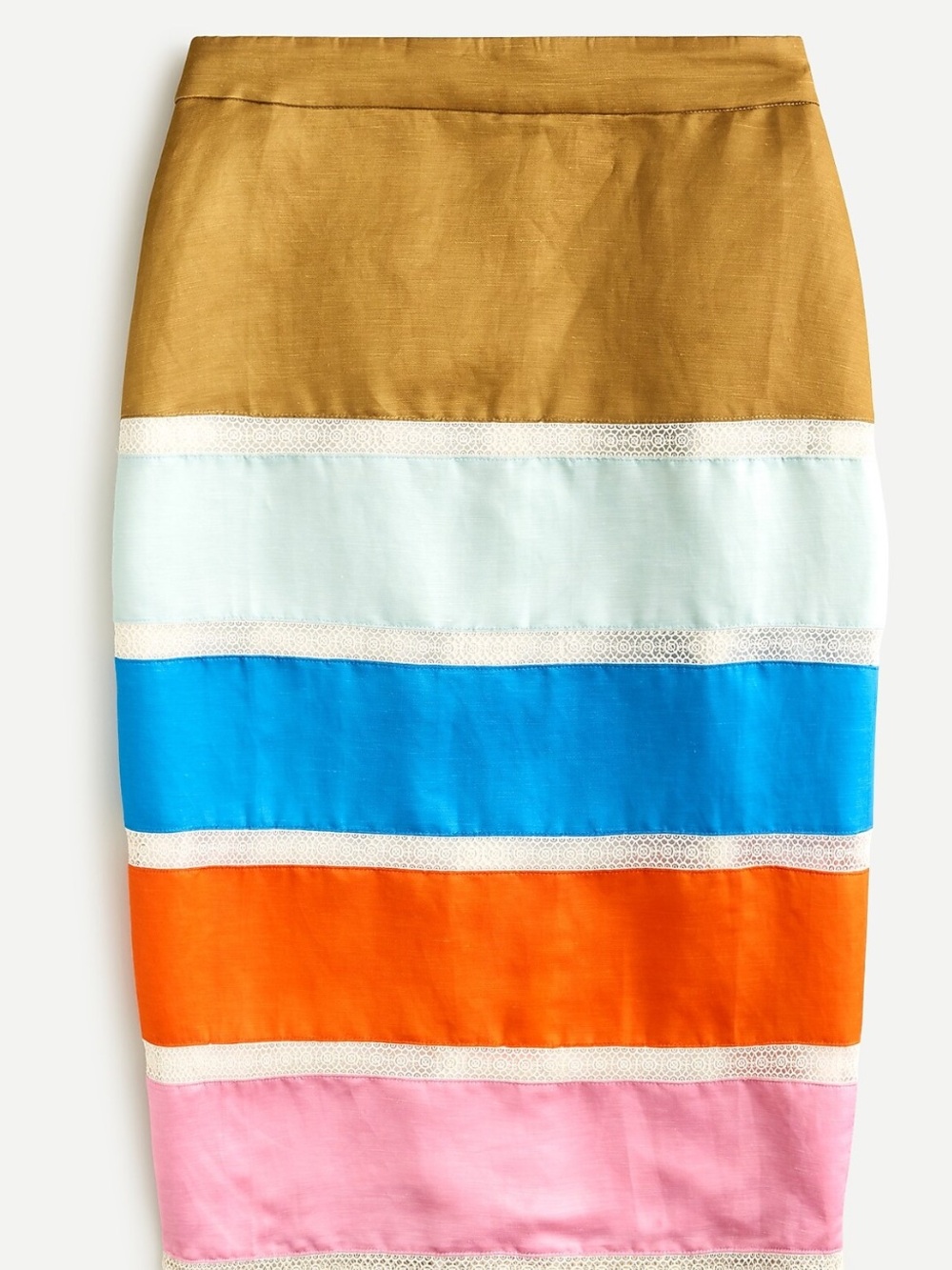 J. Crew Crochet ribbon skirt in colorblock Linen Blend Pencil Skirt
